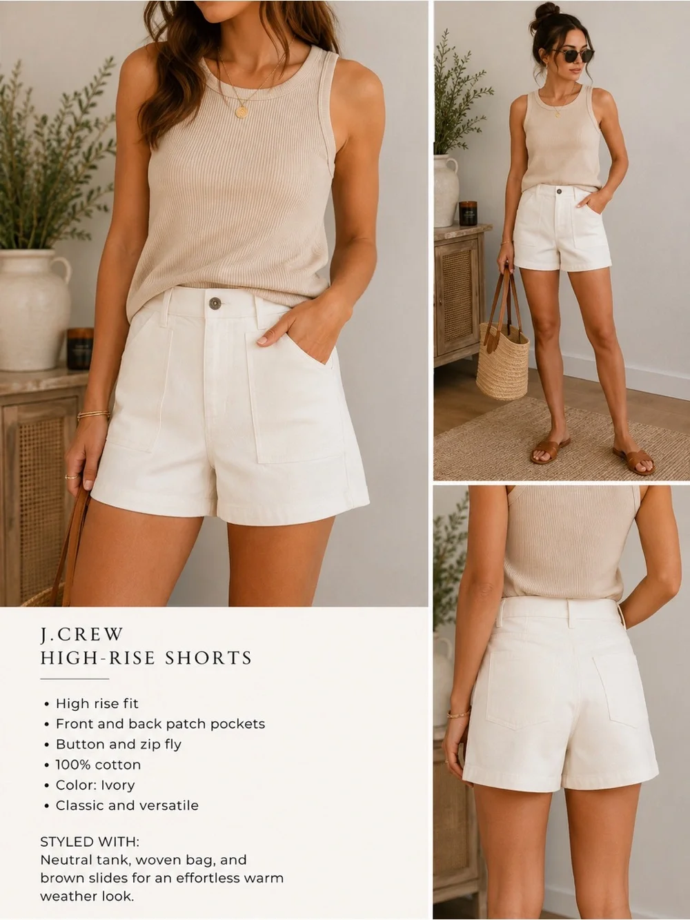 J. Crew White High-Rise Denim Shorts